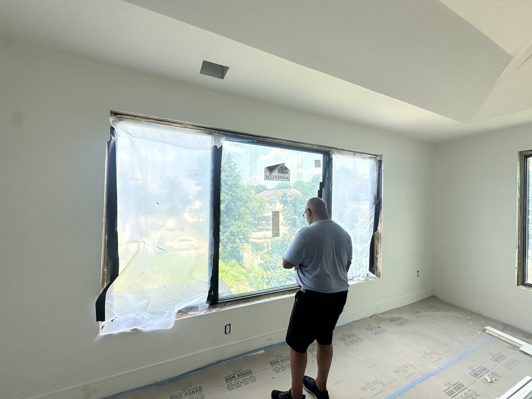 Interior view of newly installed windows